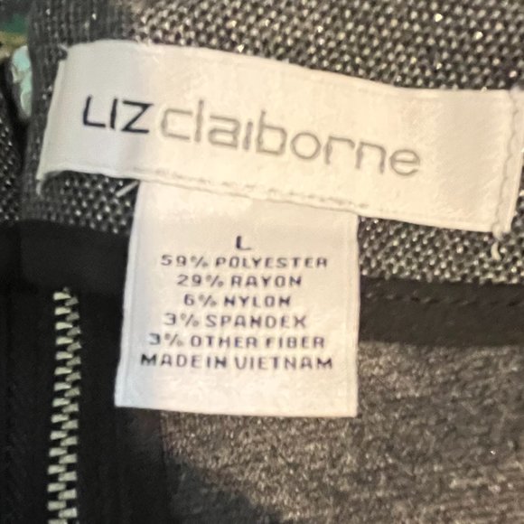 LIZ CLAIBORNE 2 PIECE METALLIC SILVER WITH RHINESTONE EMBLISHEMENTS SIZE L NWT - Picture 9 of 9